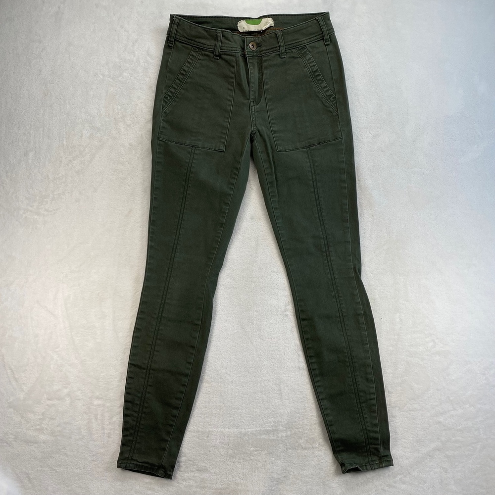 Anthropologie Olive Green Utility Pants Skinny Ankle Casual Size‎ 25